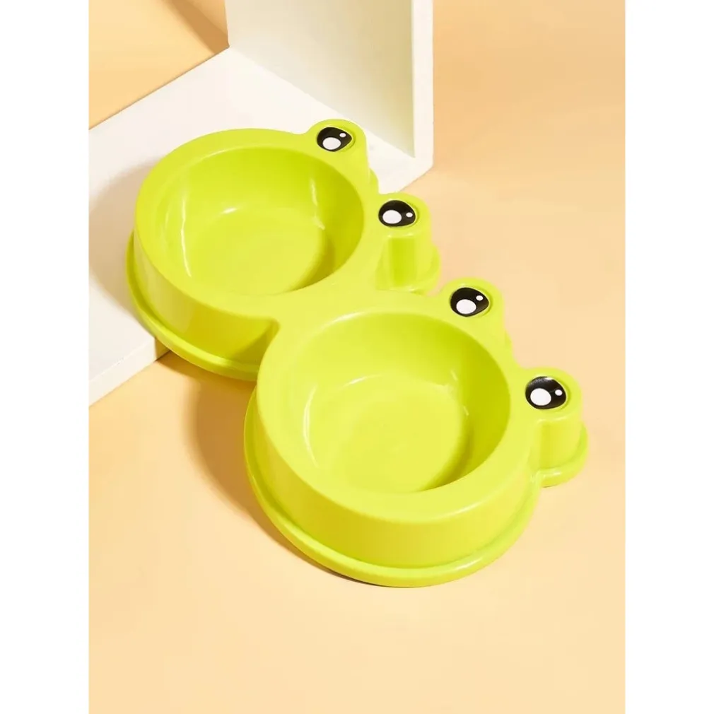 CIOTOLA CON DESIGN RANA PER CANE GATTO ANIMALE DOMESTICO DOPPIO PER CIBO ACQUA