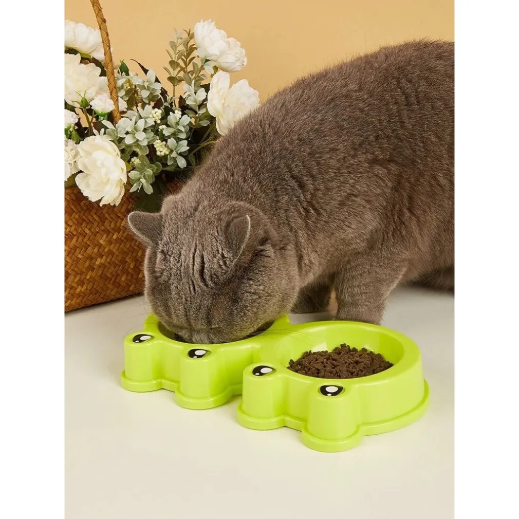 CIOTOLA CON DESIGN RANA PER CANE GATTO ANIMALE DOMESTICO DOPPIO PER CIBO ACQUA