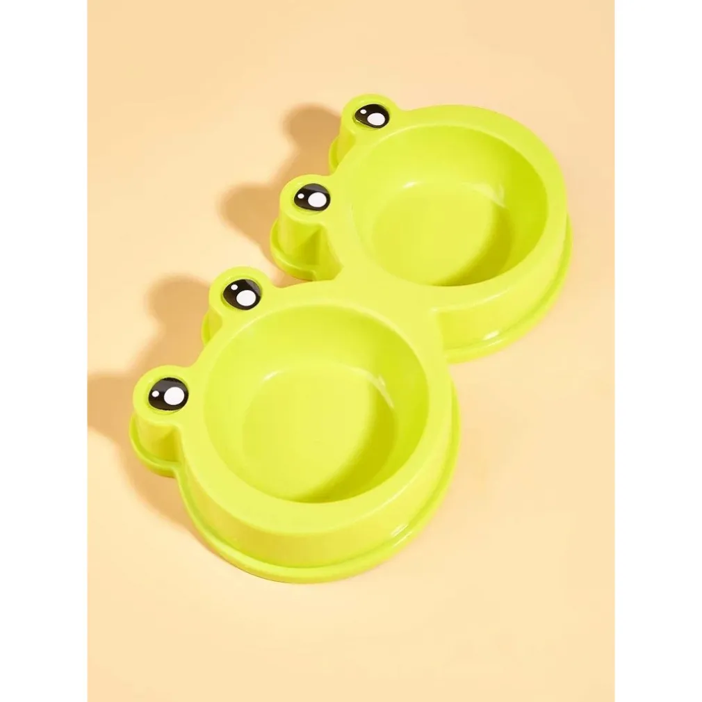 CIOTOLA CON DESIGN RANA PER CANE GATTO ANIMALE DOMESTICO DOPPIO PER CIBO ACQUA