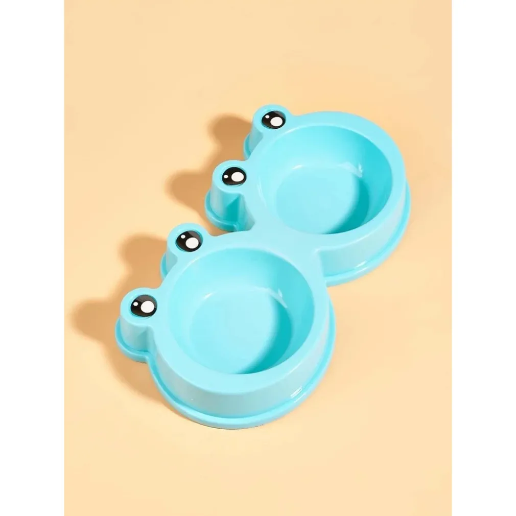 CIOTOLA CON DESIGN RANA PER CANE GATTO ANIMALE DOMESTICO DOPPIO PER CIBO ACQUA