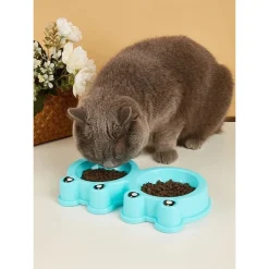 CIOTOLA CON DESIGN RANA PER CANE GATTO ANIMALE DOMESTICO DOPPIO PER CIBO ACQUA