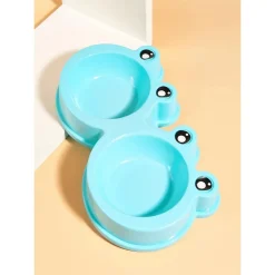 CIOTOLA CON DESIGN RANA PER CANE GATTO ANIMALE DOMESTICO DOPPIO PER CIBO ACQUA