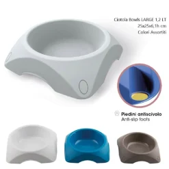 CIOTOLA PER CANE LARGE 1,2 LT ANTISCIVOLO BOWL VARI COLORI PER CANI