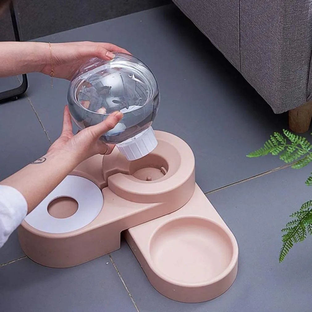 CIOTOLA PER GATTI CANI DISPENSER CIBO ACQUA 2 IN 1 DISTRIBUTORE AUTOMATICO 1.8LT