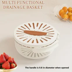 CIOTOLA PER LAVARE FRUTTA VERDURA CONTENITORE ALIMENTI MANICO PIEGHEVOLE CON FILTRO PICNIC