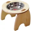 CIOTOLA SINGOLA RIALZATA PER CANI GATTI CON BASE IN LEGNO PER ANIMALI DOMESTICI