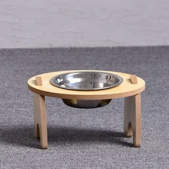 CIOTOLA SINGOLA RIALZATA PER CANI GATTI CON BASE IN LEGNO PER ANIMALI DOMESTICI