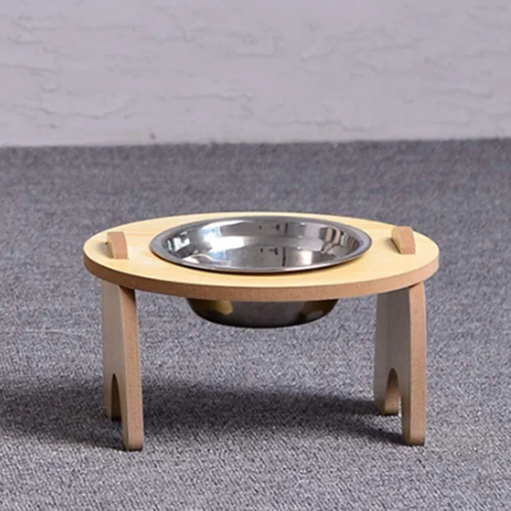 CIOTOLA SINGOLA RIALZATA PER CANI GATTI CON BASE IN LEGNO PER ANIMALI DOMESTICI