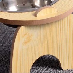 CIOTOLA SINGOLA RIALZATA PER CANI GATTI CON BASE IN LEGNO PER ANIMALI DOMESTICI