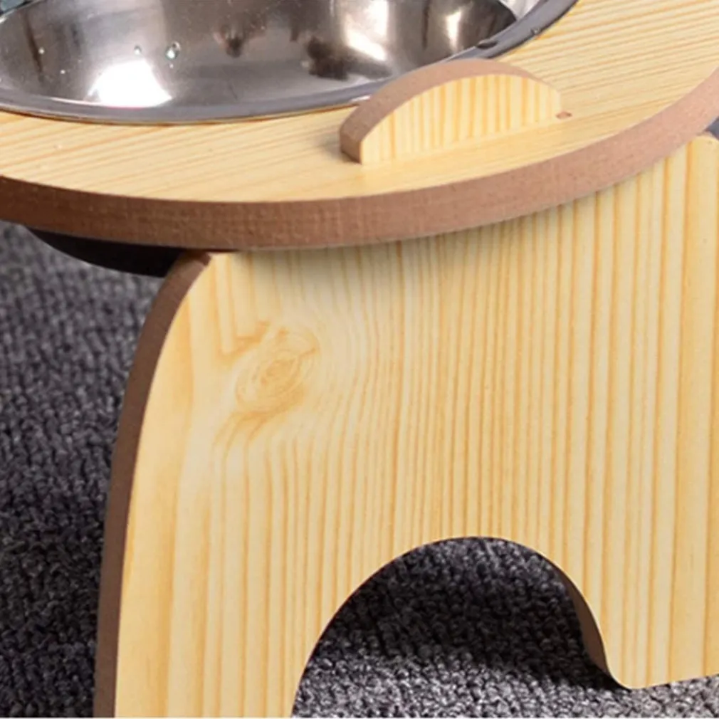 CIOTOLA SINGOLA RIALZATA PER CANI GATTI CON BASE IN LEGNO PER ANIMALI DOMESTICI