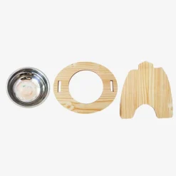 CIOTOLA SINGOLA RIALZATA PER CANI GATTI CON BASE IN LEGNO PER ANIMALI DOMESTICI