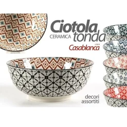CIOTOLA TONDA CASABLANCA MULTIUSO 23X23X8,5CM CERAMICA ASSORTITI CUCINA 720079