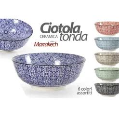 CIOTOLA TONDA MULTIUSO MARRAKECH 21X21X8,2CM CERAMICA DECORATA COLORI ASS 771590