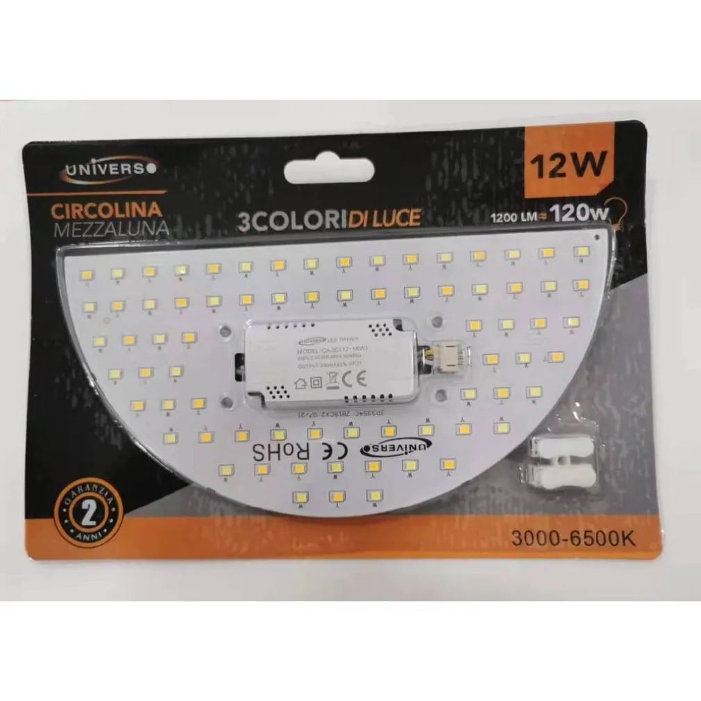 CIRCOLINA A MEZZALUNA DISCO LED CALAMITA 12W 3 TONI DI COLORE LUCE 1200LM CA-3C