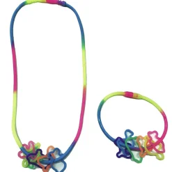 COLLANA E BRACCIALE FLUORESCENTE MULTICOLOR BRACCIALETTO BRACCIALETTI SILICONE