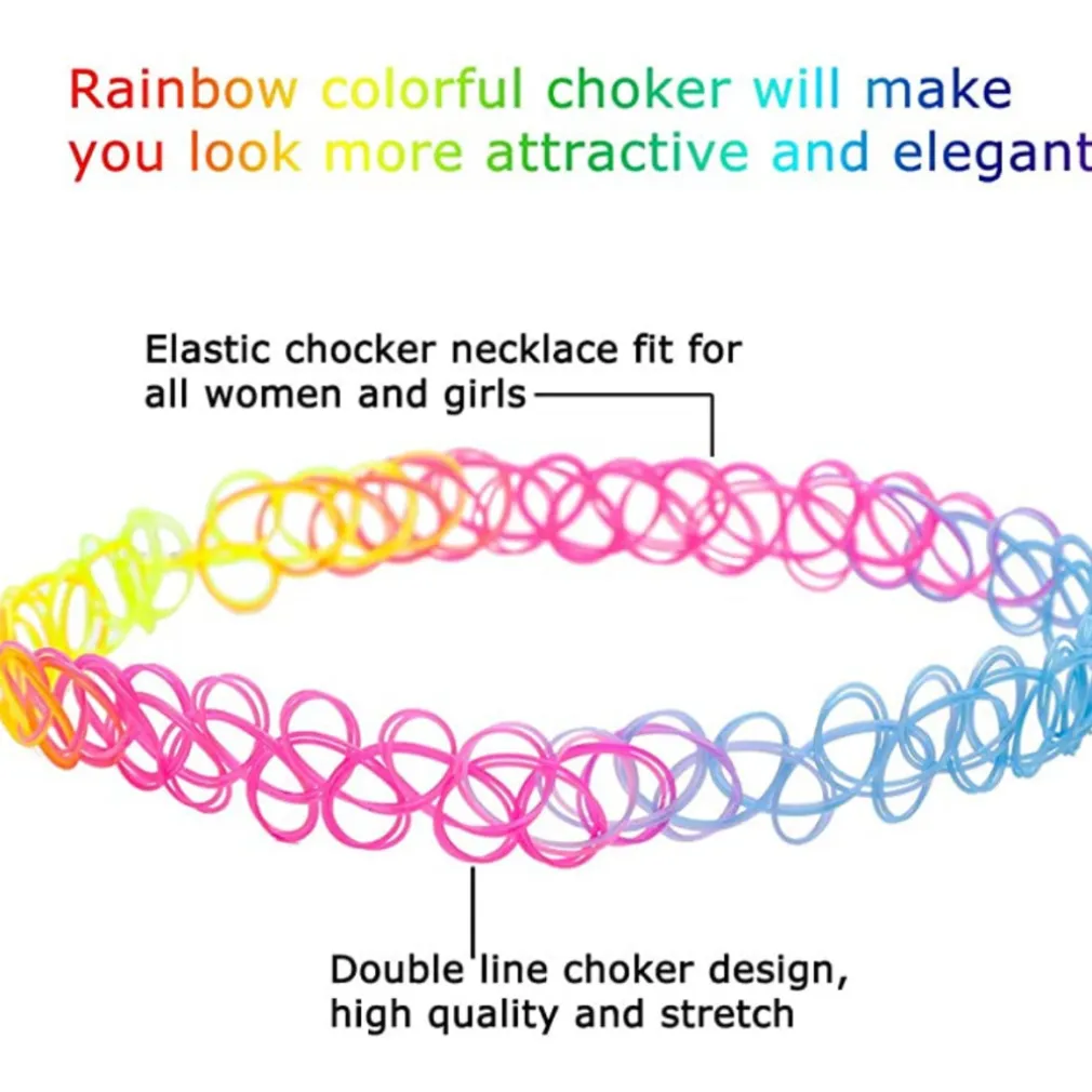 COLLANE COLLANA GIROCOLLO GOMMA STRETCH MODA GOTICO ELASTICO EFFETTO TATOO HYPE