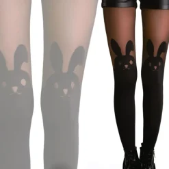 COLLANT 20 DEN CONIGLIO CONIGLIETTO RABIT CALZE CALZA NERO KAWAII TAGLIA UNICA