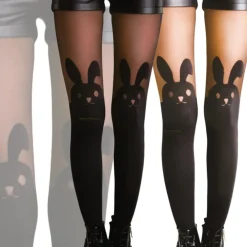 COLLANT 20 DEN CONIGLIO CONIGLIETTO RABIT CALZE CALZA NERO KAWAII TAGLIA UNICA