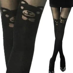 COLLANT 20 DEN ORSO ORSETTO BEAR FIOCCO TED CALZE CALZA NERO KAWAII TAGLIA UNICA