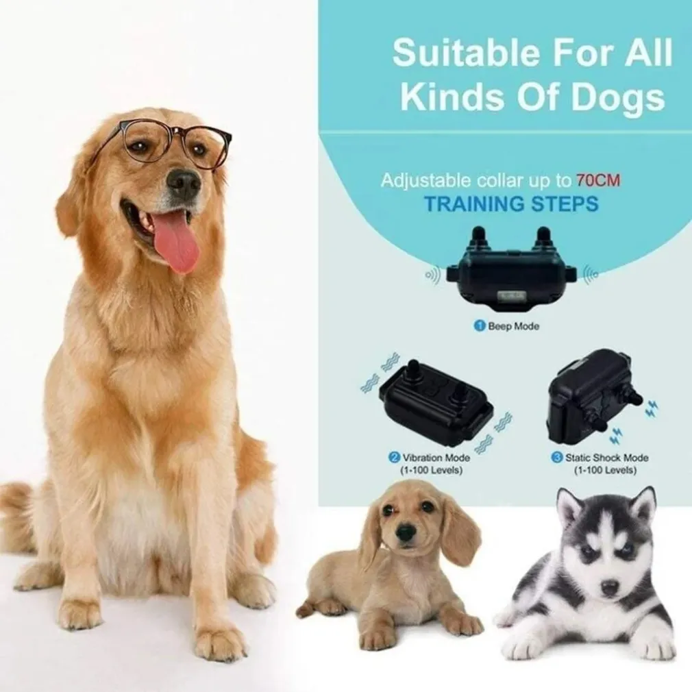 COLLARE DA ADDESTRAMENTO PER CANI ANTIABBAIO TELECOMANDO RICARICABILE IPX7 IMPERMEABILE