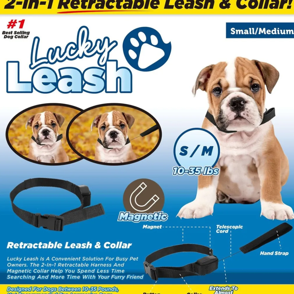 COLLARE GUINZAGLIO RETRAIBILE 2 IN 1 PER CANE CANI TAGLIA S/M CON MAGNETE