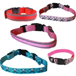 COLLARE PER CANE CANI A LED LUMINOSO SICUREZZA LED NOTTURNO CLIP FANTASIA TG.L