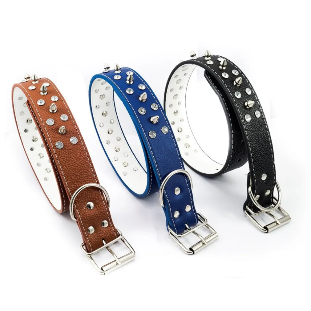 COLLARE PER CANE CANI BORCHIATO A PUNTA BRILLANTINATO TAGLIA MEDIA GRANDE