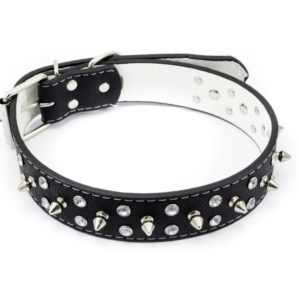 COLLARE PER CANE CANI BORCHIATO A PUNTA BRILLANTINATO TAGLIA MEDIA GRANDE