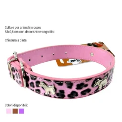 COLLARE PER CANI CUCCIOLI CANE ANIMALI IN CUOIO 53 CM VARI COLORI CON CAGNOLINI