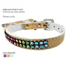 COLLARE PER CANI CUCCIOLI GATTI ANIMALI IN CUOIO 37 CM VARI COLORI CON STRASS
