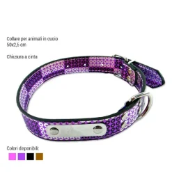 COLLARE PER CANI CUCCIOLI GATTI ANIMALI IN CUOIO CON TARGA 50 CM IN VARI COLORI