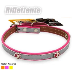 COLLARE PER CANI CUCCIOLI GATTI ANIMALI IN CUOIO 40 CM STRASS ZAMPETTA UNISEX