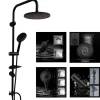 COLONNA DOCCIA SALISCENDI ALTEZZA REGOLABILE SET COMPLETO SOFFIONE DOCCETTA NERO