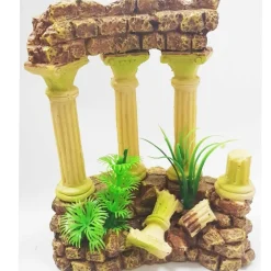 COLONNA ROMANA COLONNE ROCCIOSA 15x11x15CM ORNAMENTO ACQUARI DECORAZIONI PIETRA