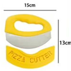 COLTELLO CON MANICO TAGLIAPIZZA LAMA IN ACCIAIO MEZZA LUNA TAGLIA PIZZA 13CM