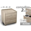 COMODINO CAMERA LETTO MODERNO 2 CASSETTI LEGNO ROVERE 44X43X40CM MOBILE 623462
