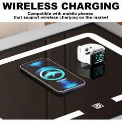 COMODINO INTELLIGENTE CON RICARICA WIRELESS USB ALTOPARLANTE BLUETOOTH LED MULTIFUNZIONALE