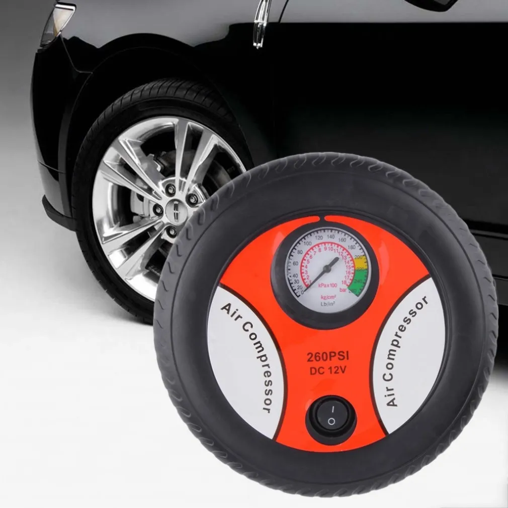 COMPRESSORE D'ARIA A FORMA DI RUOTA GONFIA VELOCEMENTE PNEUMATICI BICI AUTO MOTO