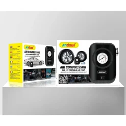 COMPRESSORE D'ARIA POMPA PER AUTO 120W CAVO ACCENDISIGARI 12V MANOMETRO Q-DQ025