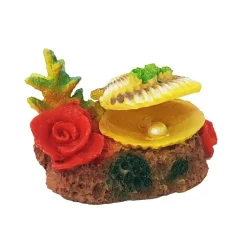 CONCHIGLIA PERLA ROCCIOSA ORNAMENTO PER ACQUARIO 12X9X8CM CORALLO SOTTOMARINO