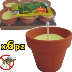 CONFEZIONE 6 PZ CITRONELLA COCCIO IN TERRACOTTA DIAMETRO 10 CM ANTIZANZARE