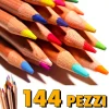 CONFEZIONE SET DI 144 PASTELLI MATITE COLORATE CON PUNTA SPESSA COLOR LEGNO