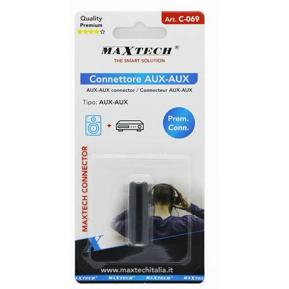 CONNETTORE ACCOPPIATORE ADATTATORE CAVO STEREO AUDIO AUX FEMMINA / FEMMINA C-069