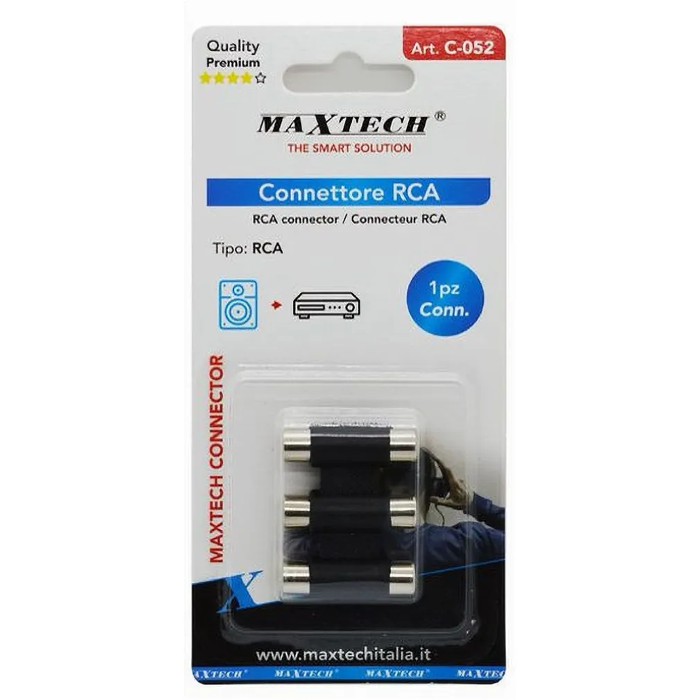 CONNETTORE ADATTATORE ACCOPPIATORE AUDIO VIDEO STEREO 3XRCA A 3XRCA FEMMINA C-052