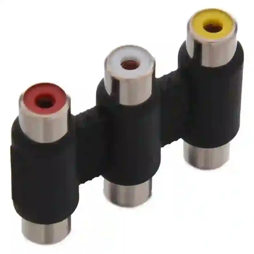 CONNETTORE ADATTATORE ACCOPPIATORE AUDIO VIDEO STEREO 3XRCA A 3XRCA FEMMINA C-052