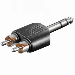 CONNETTORE ADATTATORE AUDIO STEREO DA 2 RCA MASCHIO AD AUX 6.5 MM MASCHIO C-044