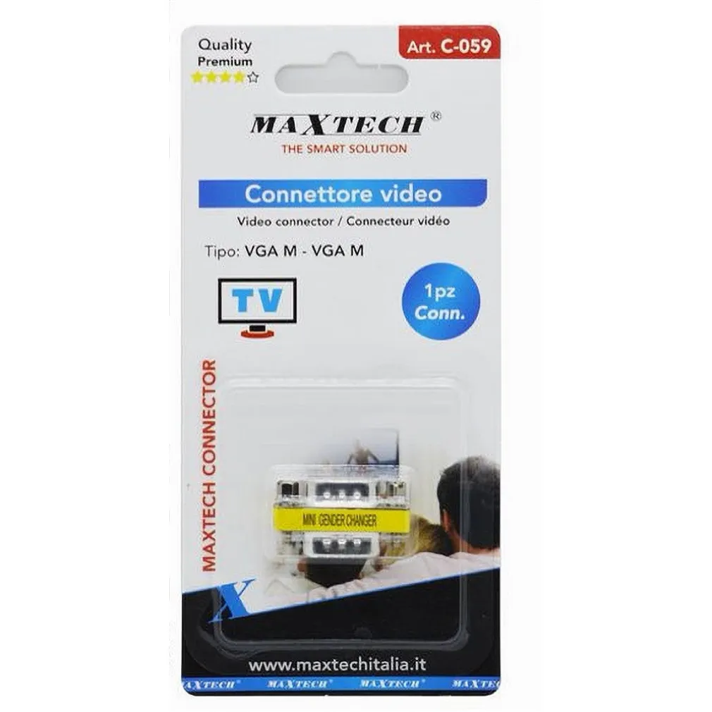 CONNETTORE ADATTATORE CONVERTITORE ACCOPPIATORE VGA MASCHIO-MASCHIO VIDEO C-059