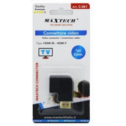 CONNETTORE ADATTATORE HDMI MASCHIO/FEMMINA ANGOLATO PIATTO CONVERTITORE VIDEO C-061