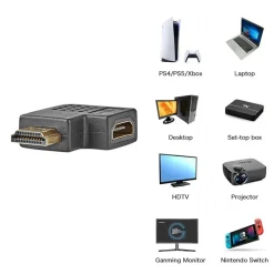 CONNETTORE ADATTATORE HDMI MASCHIO/FEMMINA ANGOLATO PIATTO CONVERTITORE VIDEO C-061