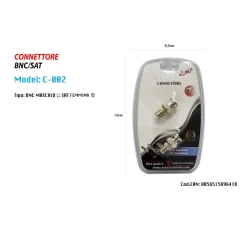 CONNETTORE ADATTATORE MASCHIO BNC / PRESA SAT FEMMINA TELECAMERE MAXTECH C-002